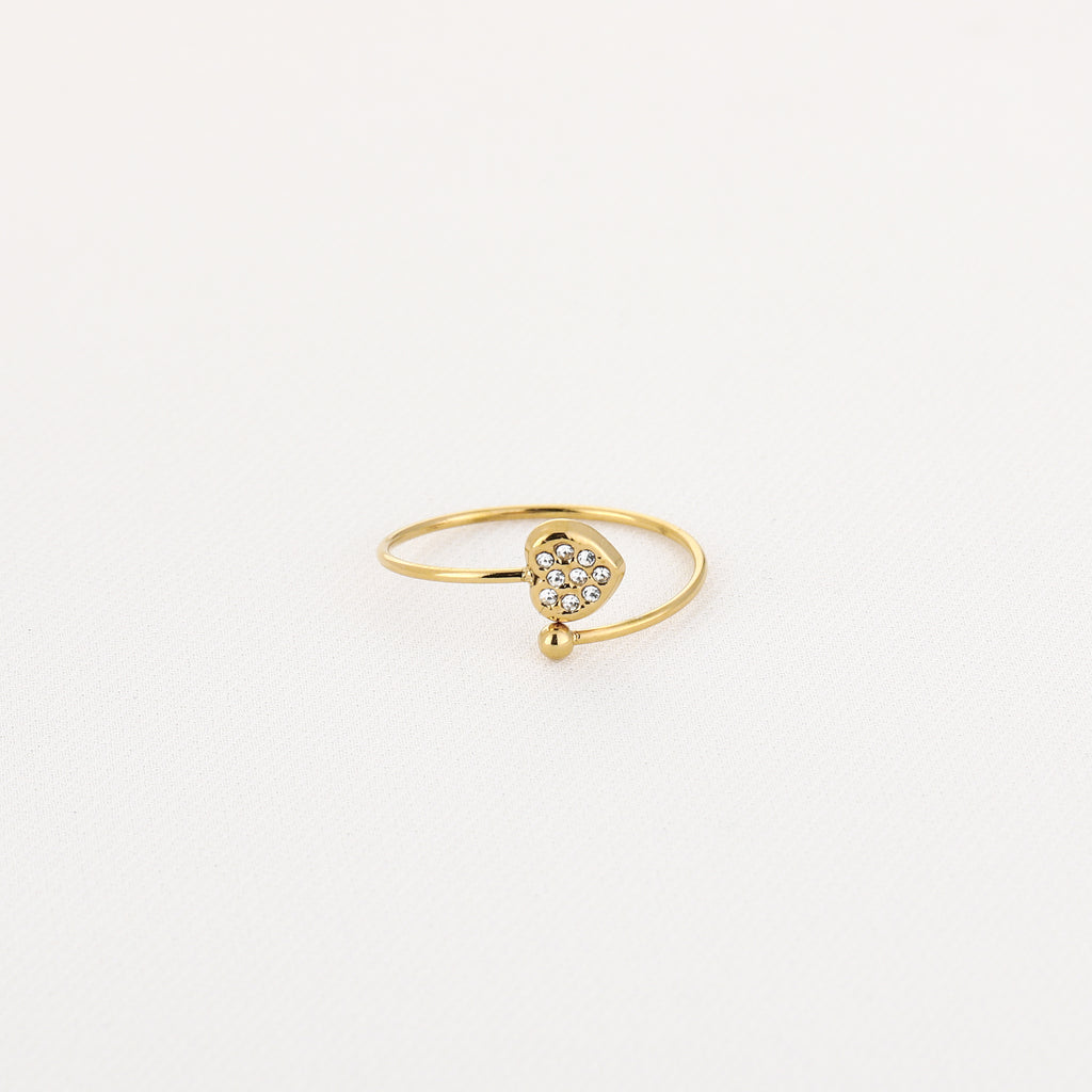 Sparkling Heart Ring Gold