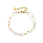 Double Pearl Chain Bracelet Gold