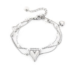 Layered Hearts & Pearls Bracelet Silver