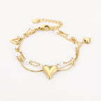 Layered Hearts & Pearls Bracelet