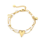 Layered Hearts & Pearls Bracelet