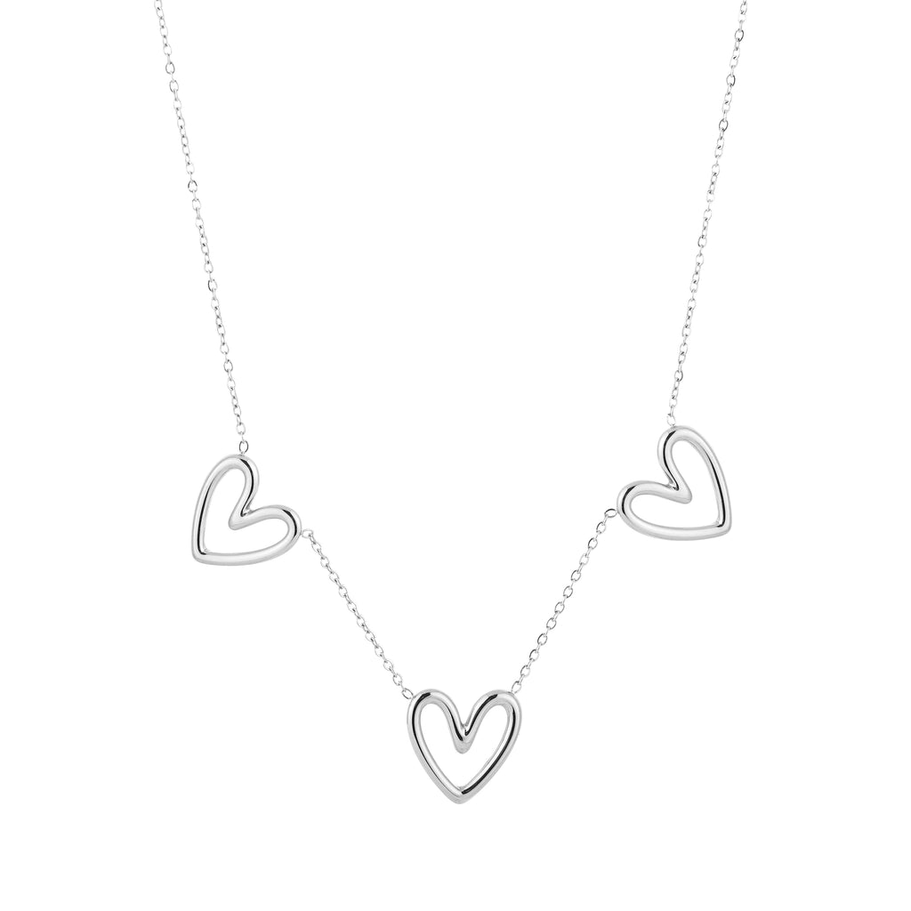 Triple Heart Necklace Silver