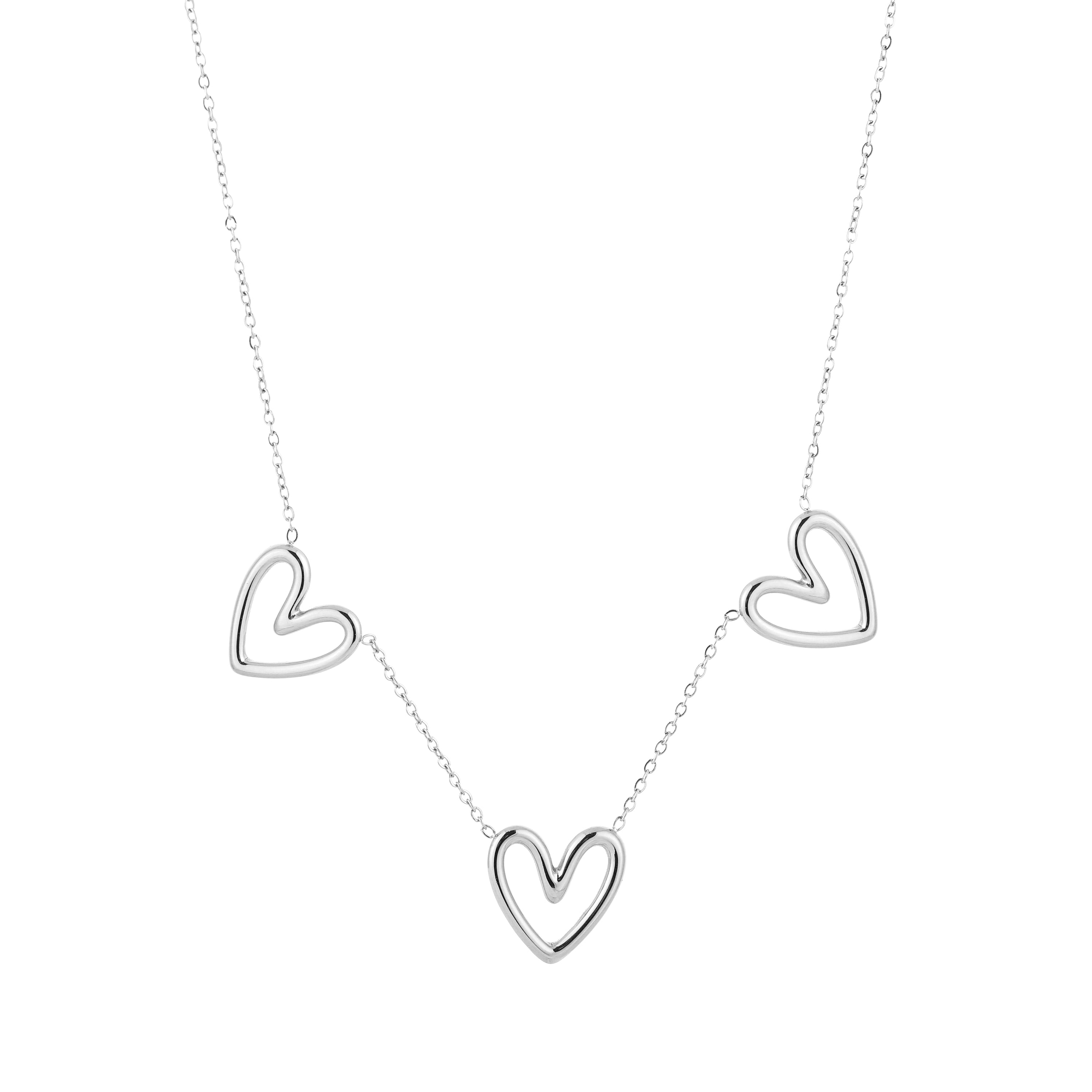 Triple Heart Necklace Silver