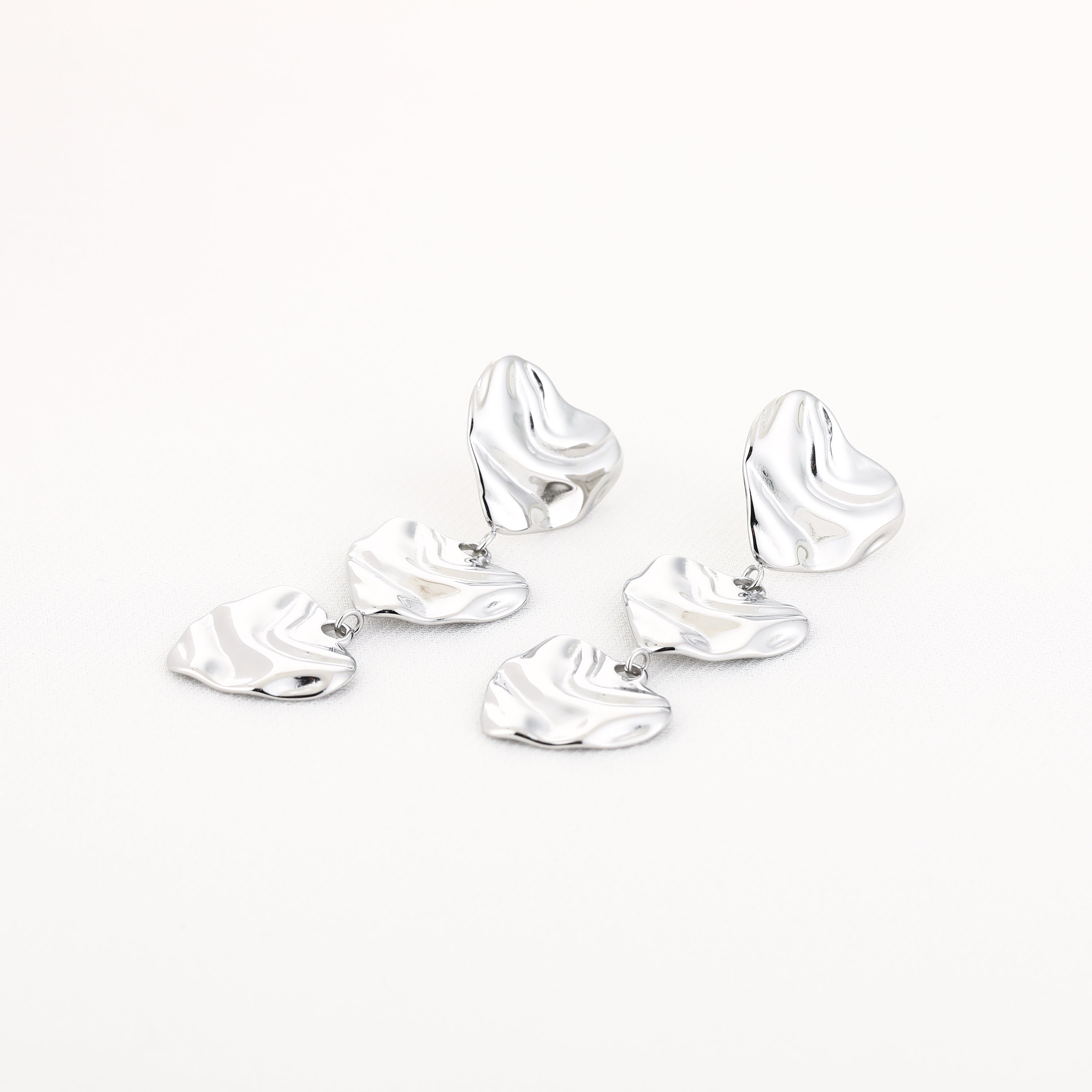 Triple Heart Earrings Silver