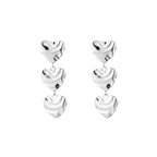 Triple Heart Earrings Silver