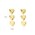 Triple Heart Earrings Gold