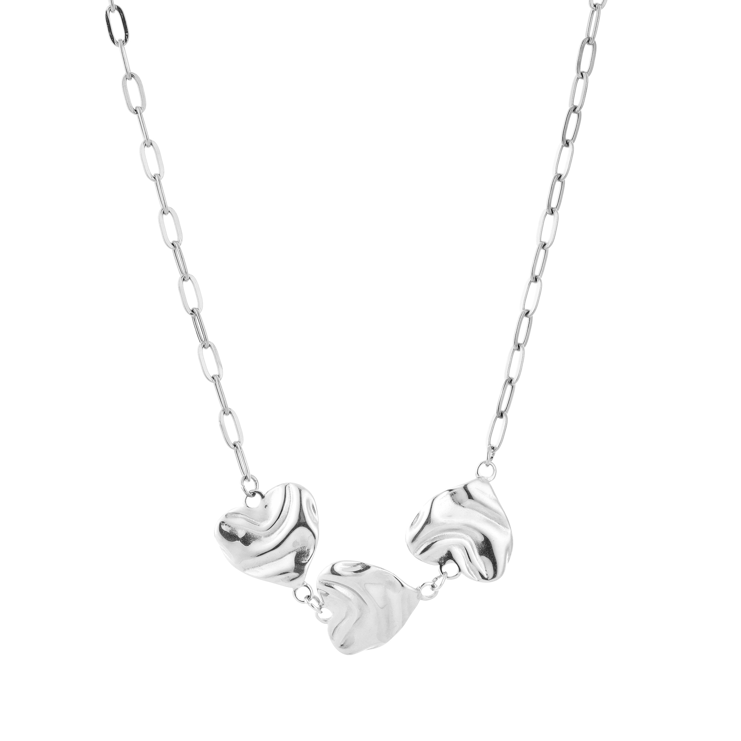 Triple Heart Flow Necklace SIlver