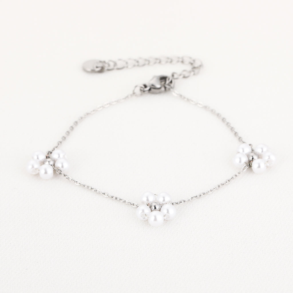 Silver Pearl Blossom Bracelet