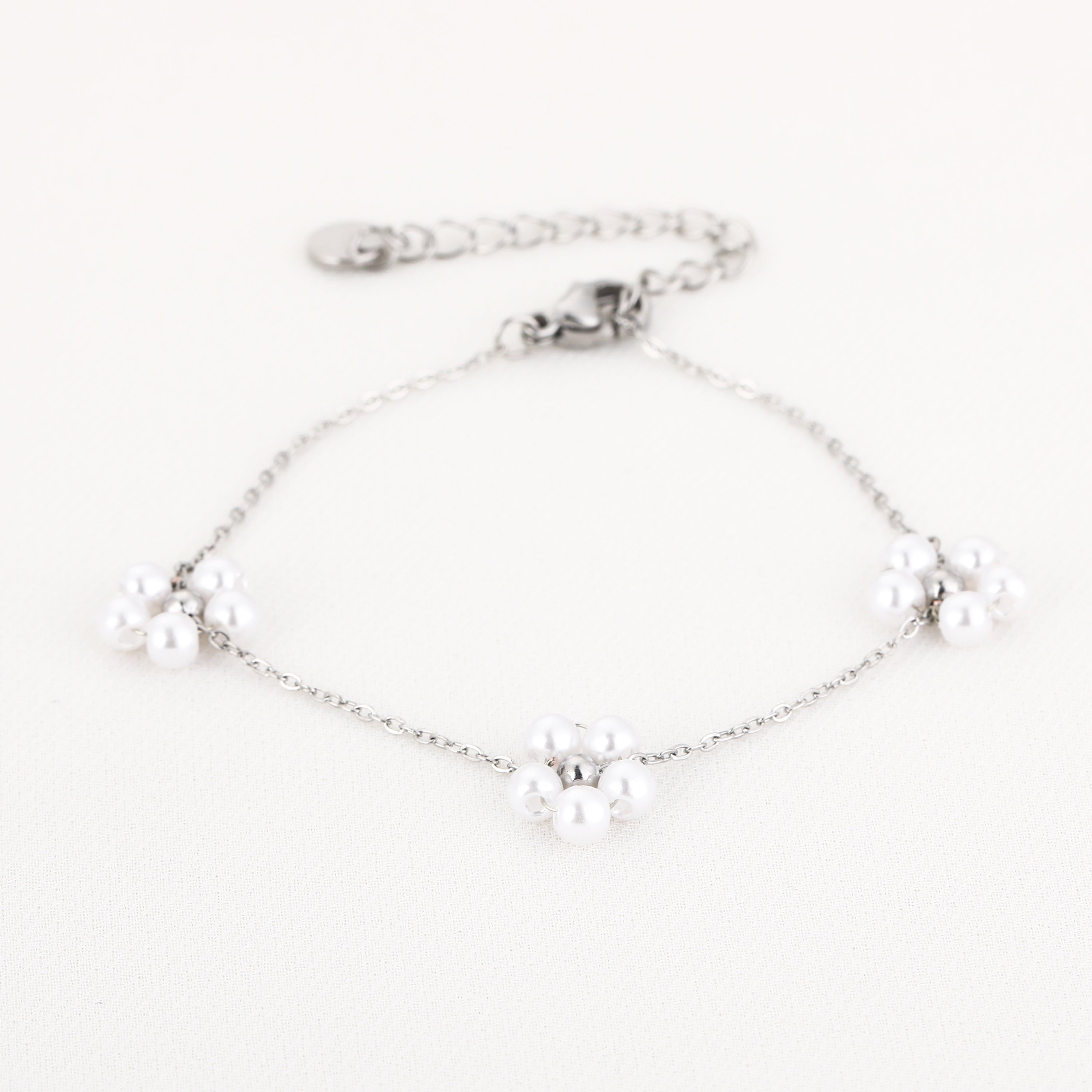 Silver Pearl Blossom Bracelet