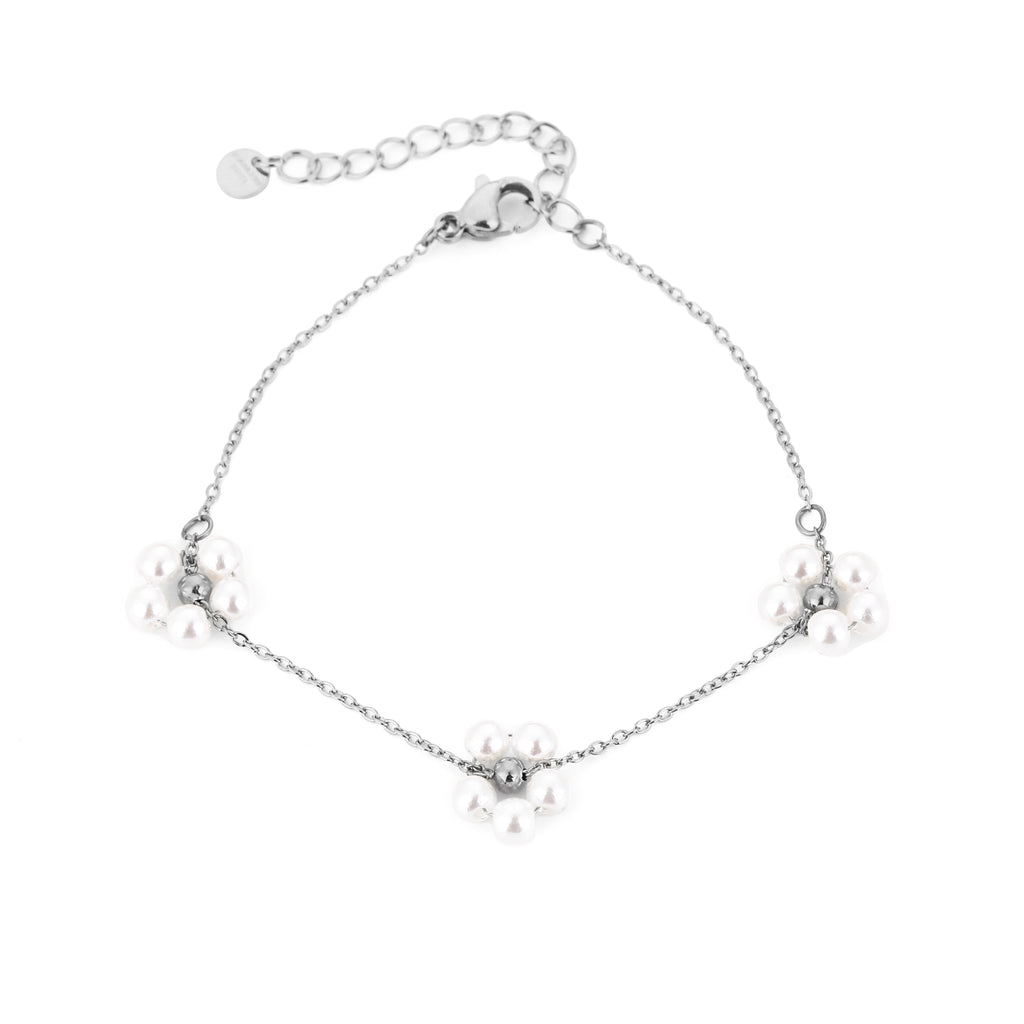 Silver Pearl Blossom Bracelet