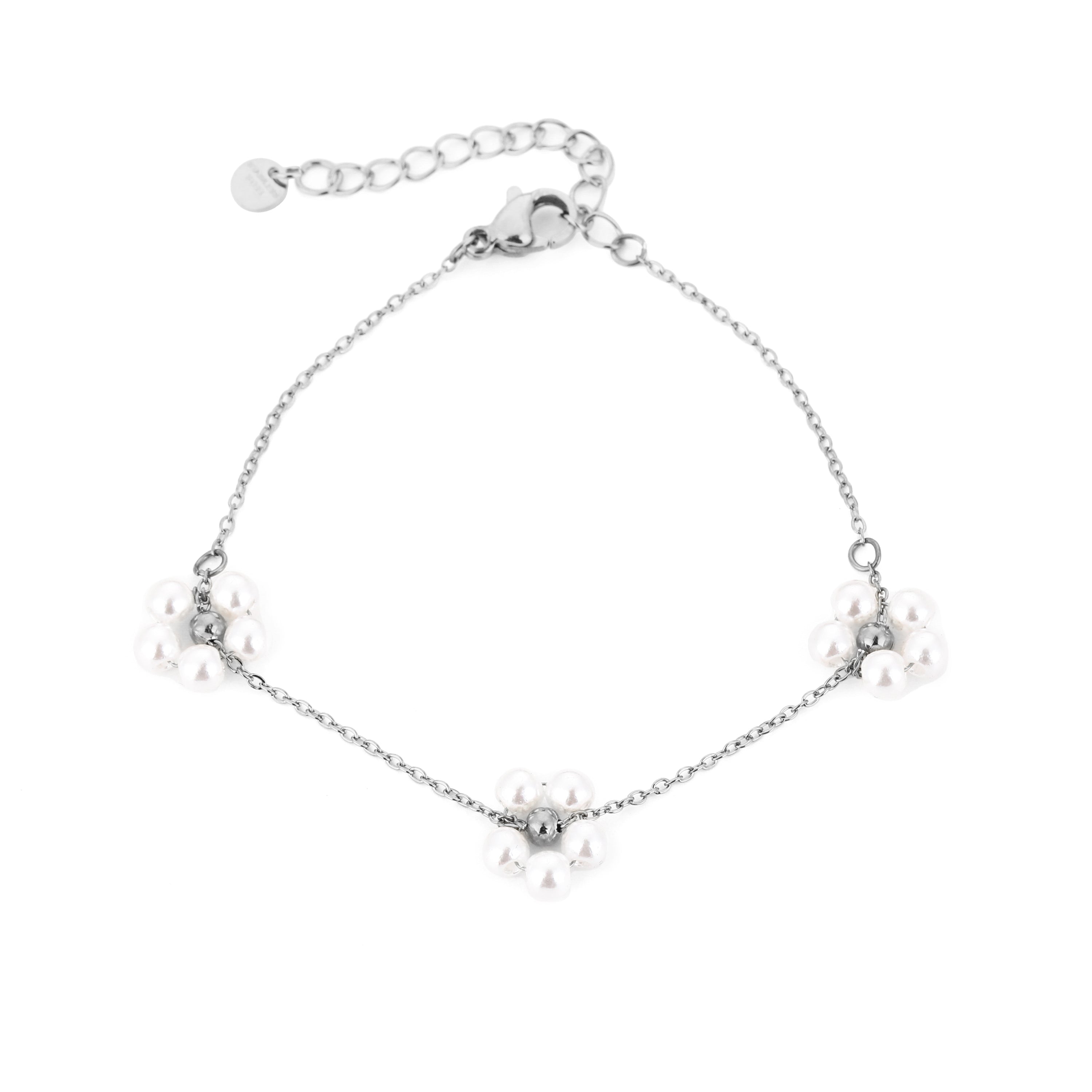 Silver Pearl Blossom Bracelet