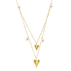 Double Heart & Pearl Necklace