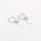 Heart Pearl Earrings Silver