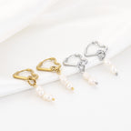 Heart Pearl Earrings Silver