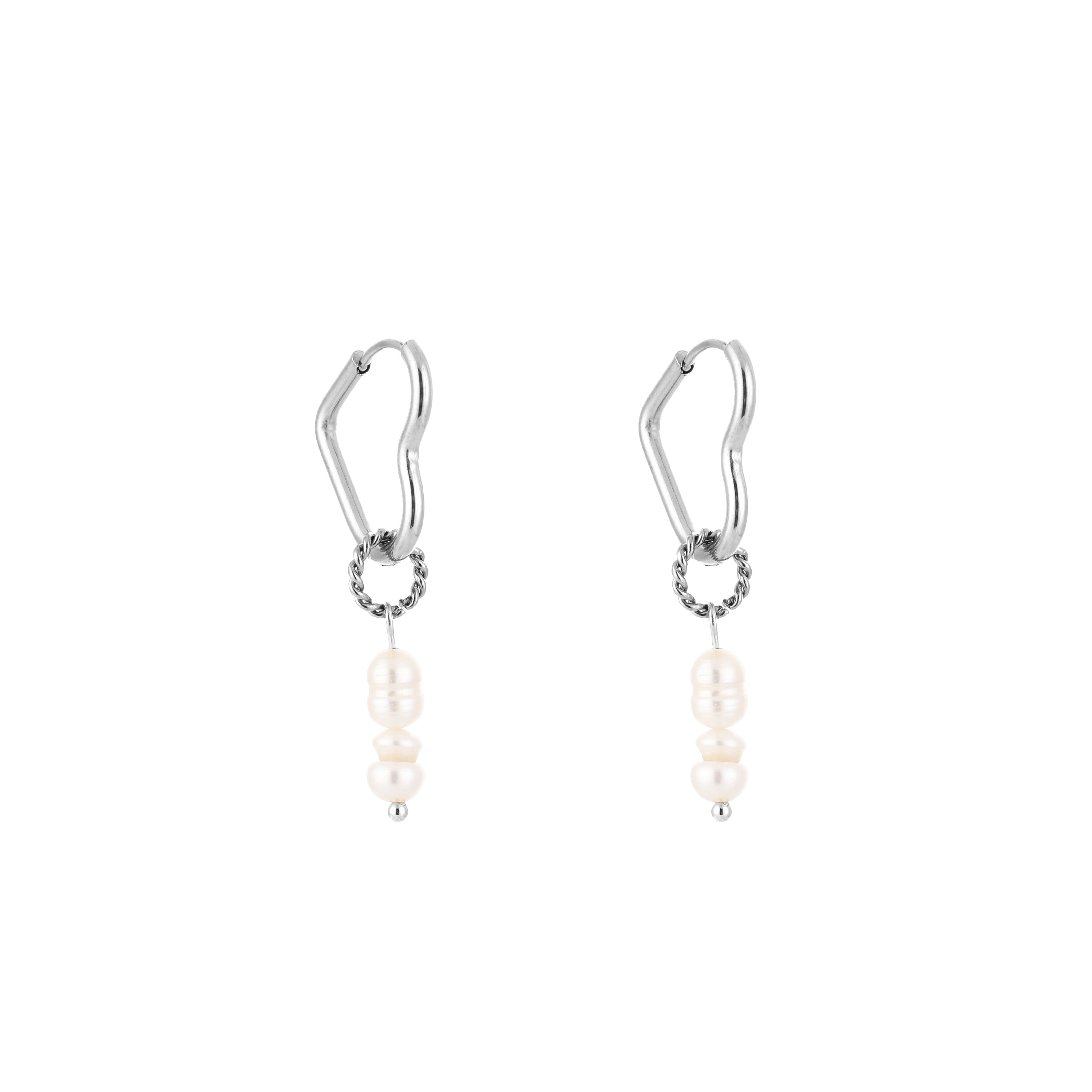 Heart Pearl Earrings Silver