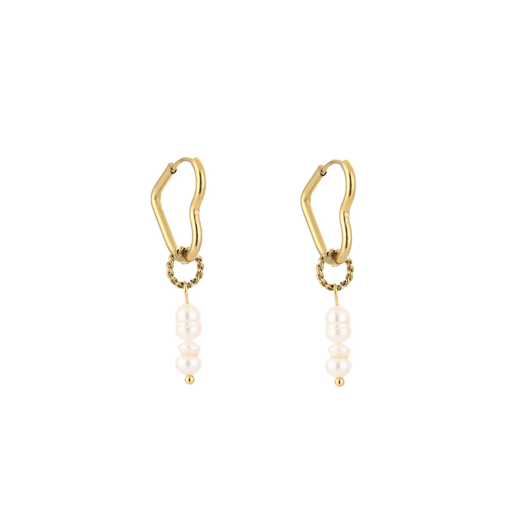 Heart Pearl Earrings Gold