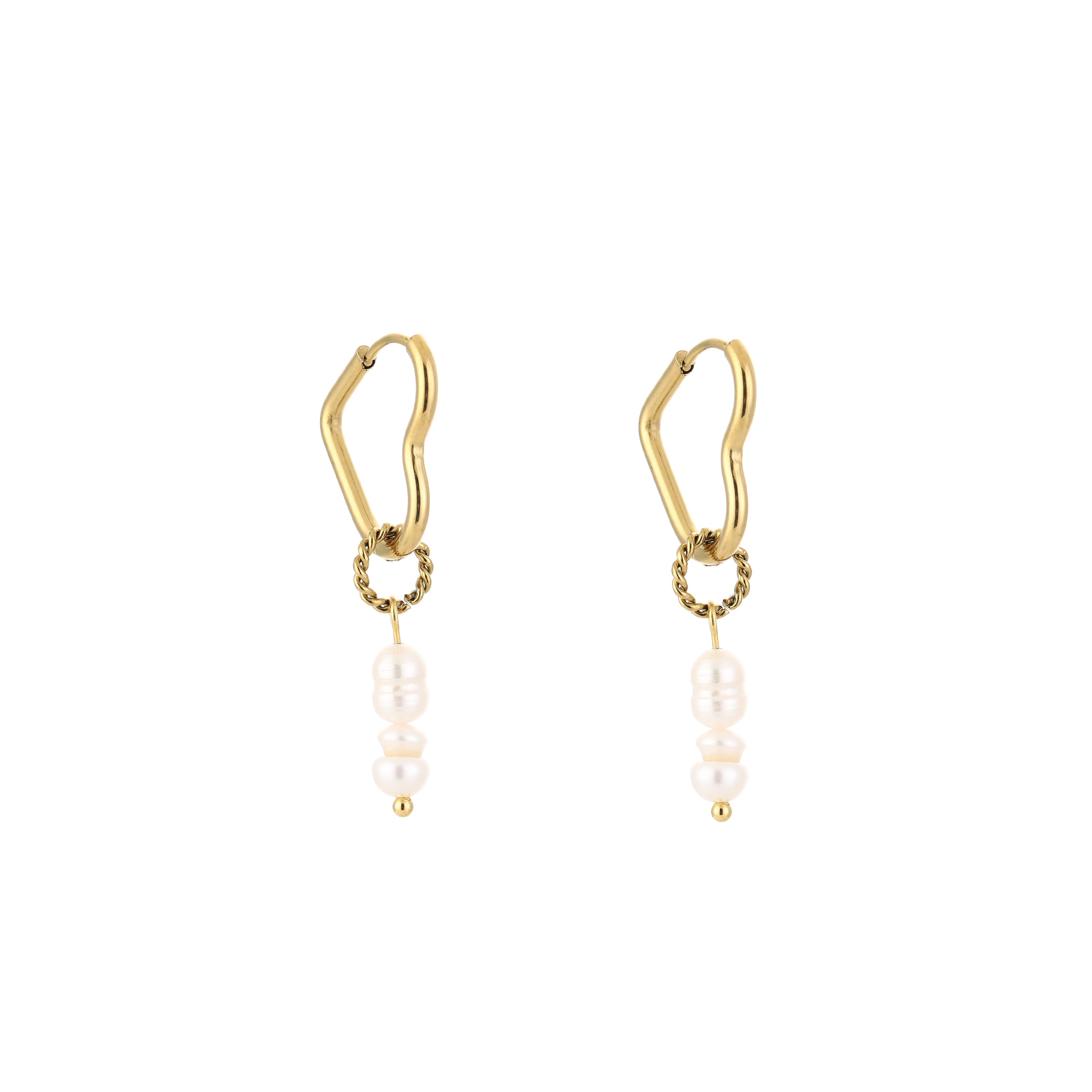 Heart Pearl Earrings Gold