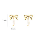 Bow Pearl Earrings Gold