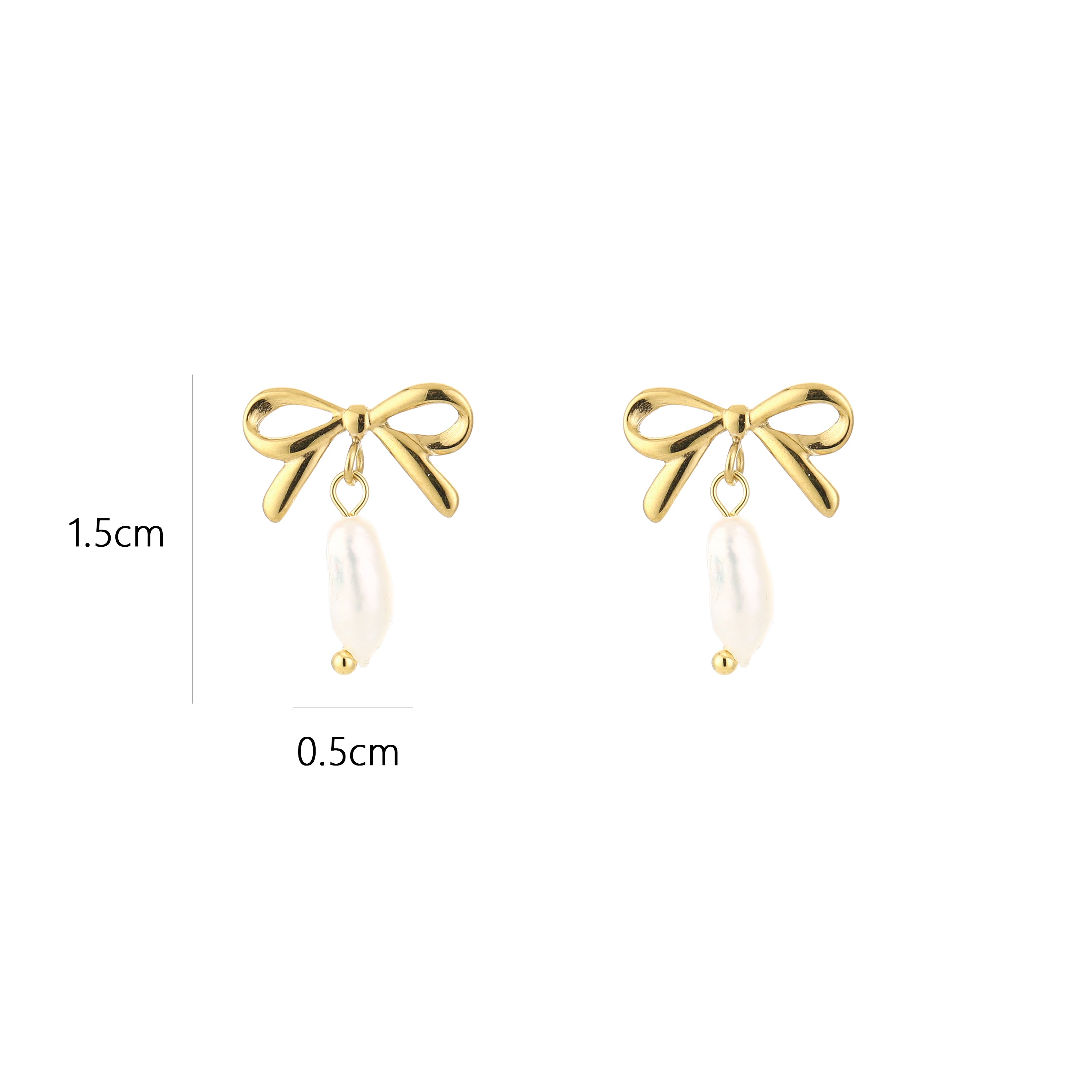Bow Pearl Earrings Gold