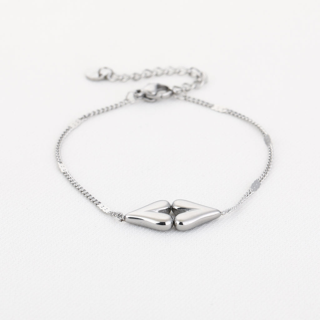 Silver Double Heart Bracelet