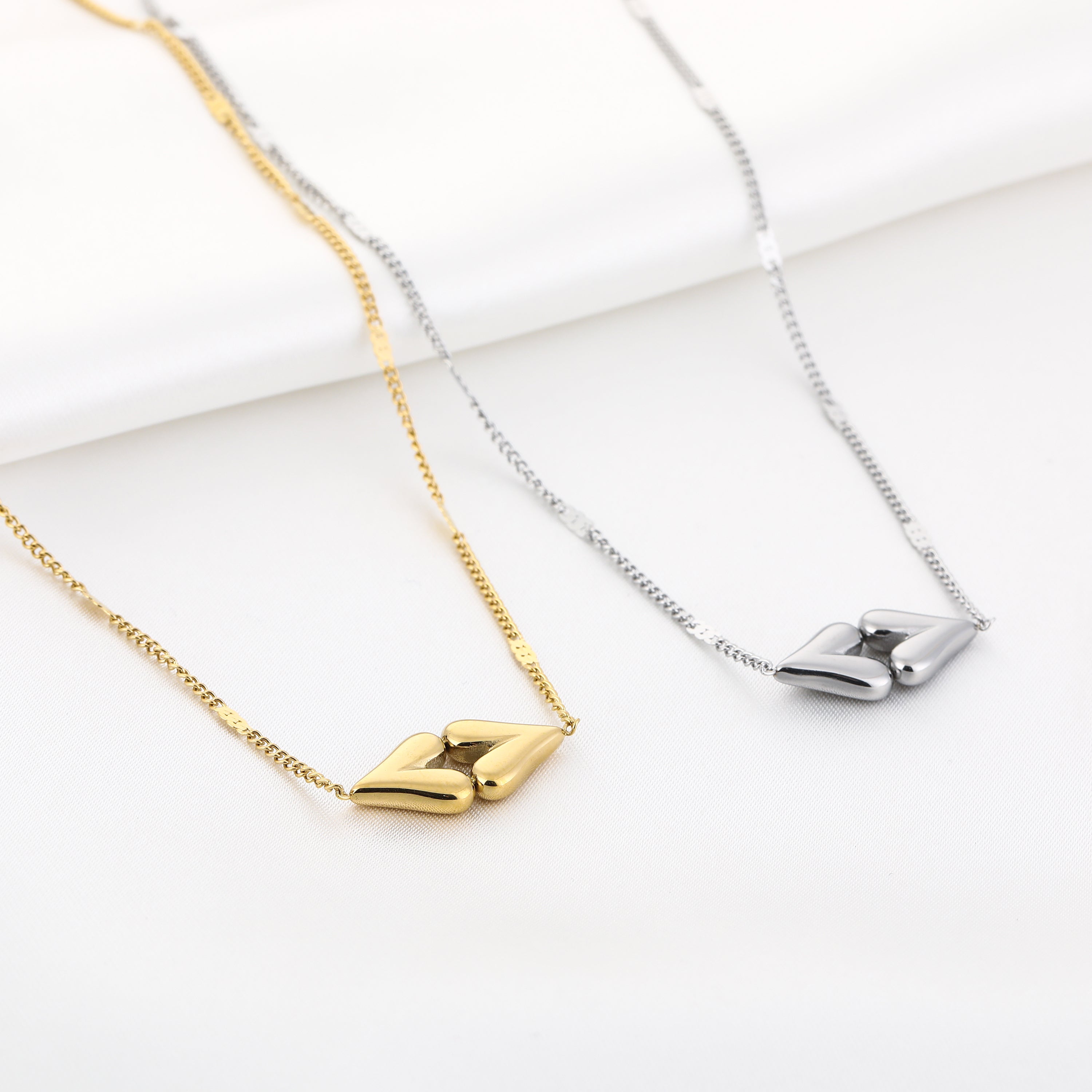 Golden Double Heart Necklace