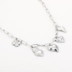 Hearts & Clover Charm Necklace Silver