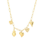 Hearts & Clover Charm Necklace Gold