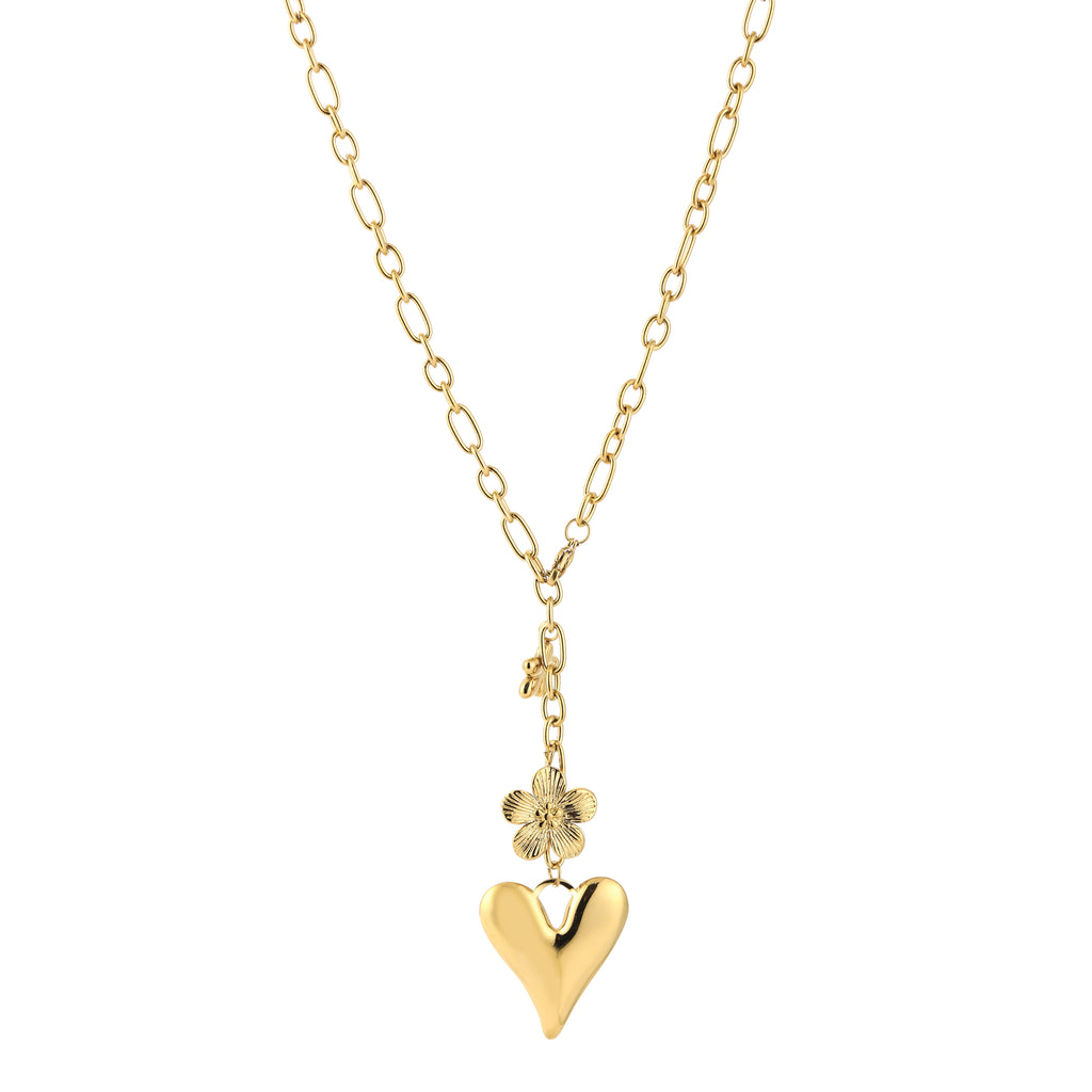 Golden Blossom Heart Necklace