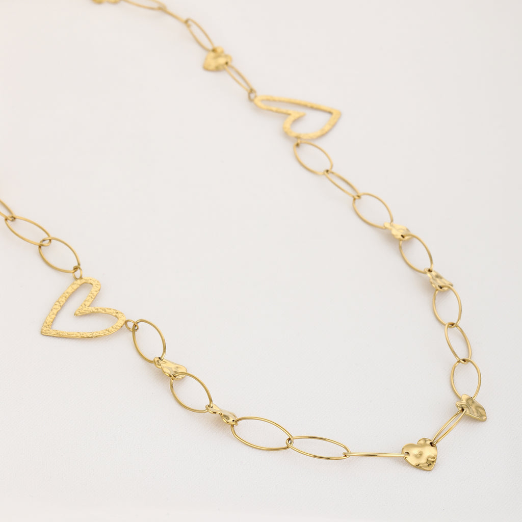 Open Heart Chain Necklace Gold