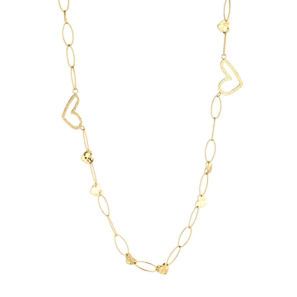 Open Heart Chain Necklace Gold