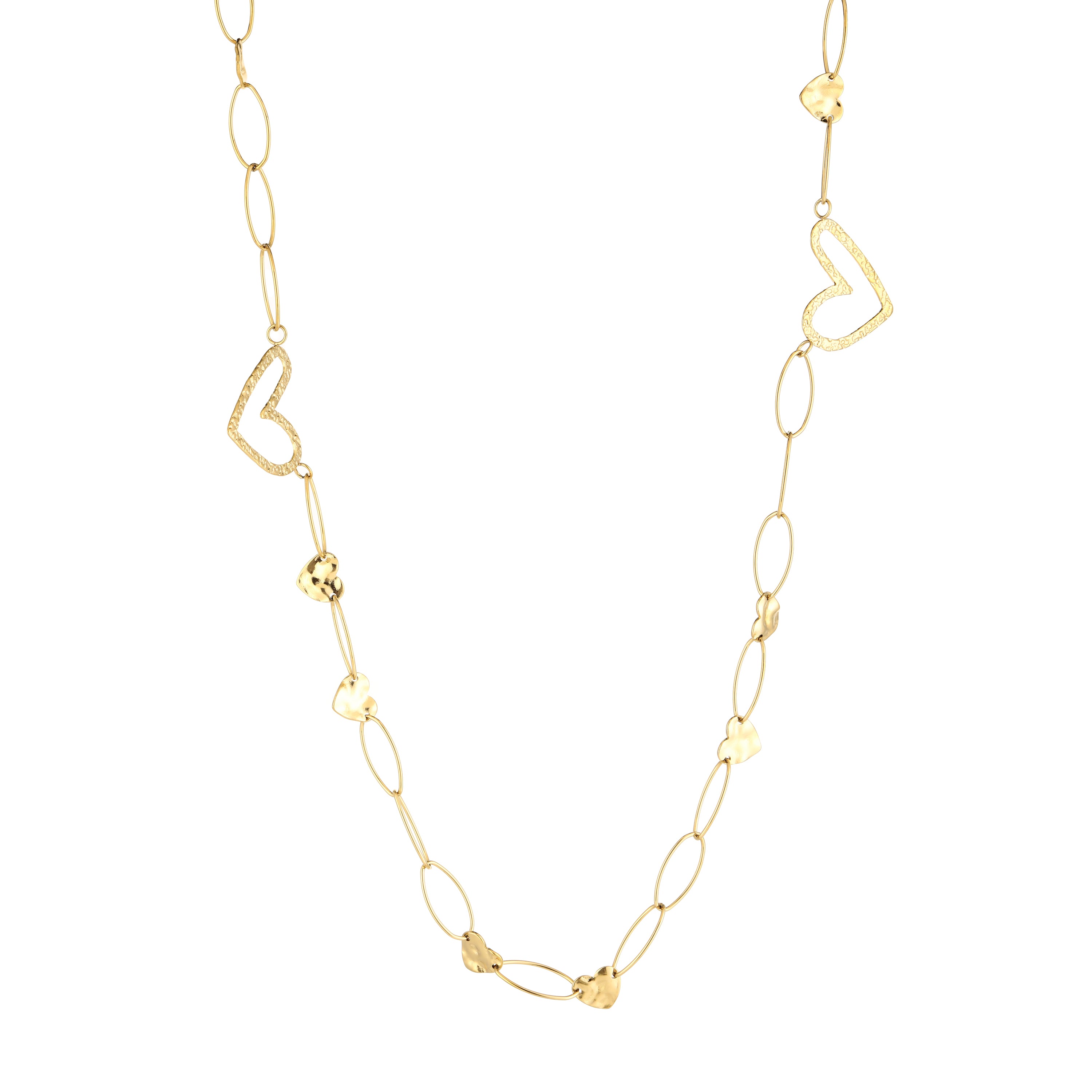 Open Heart Chain Necklace Gold