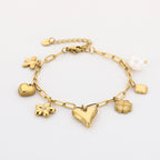 Golden Bloom & Heart Bracelet
