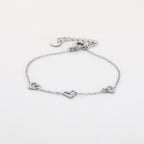 Triple Heart Charm Bracelet Silver