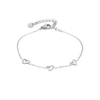 Triple Heart Charm Bracelet Silver