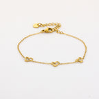 Trio Hearts Bracelet Gold