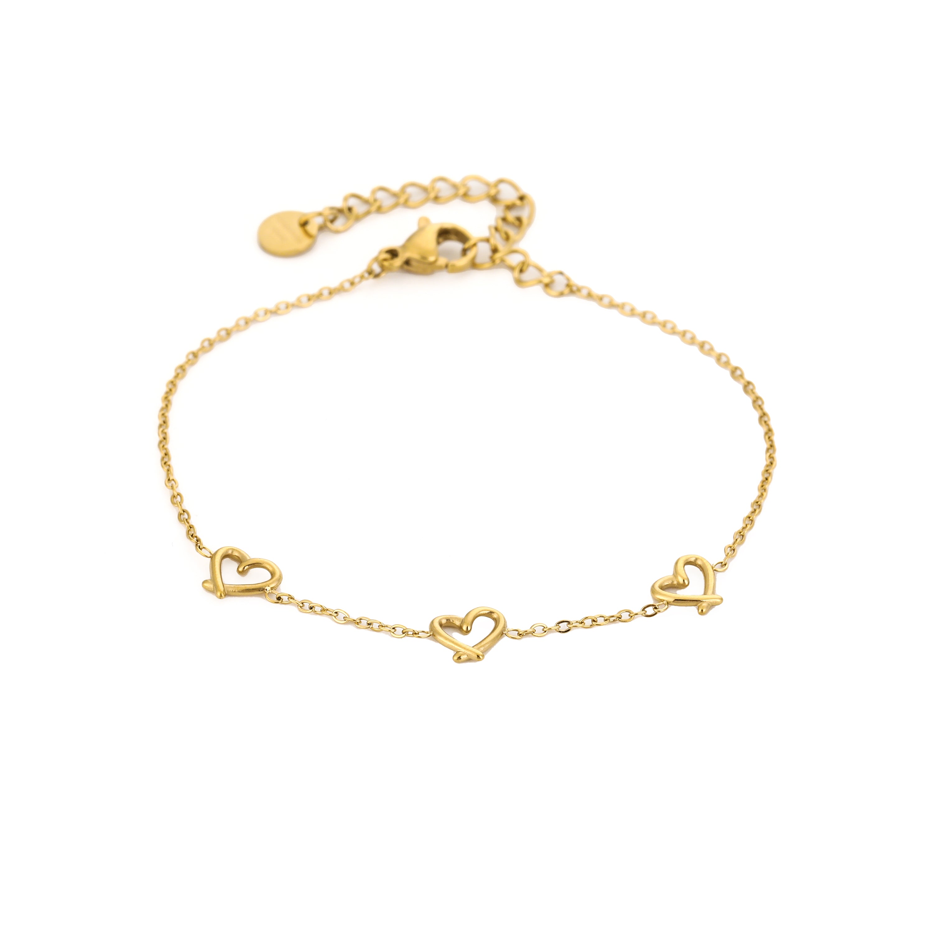 Trio Hearts Bracelet Gold