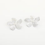 Textured Petal Earrings Silver