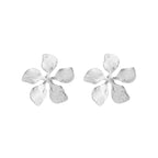 Textured Petal Earrings Silver