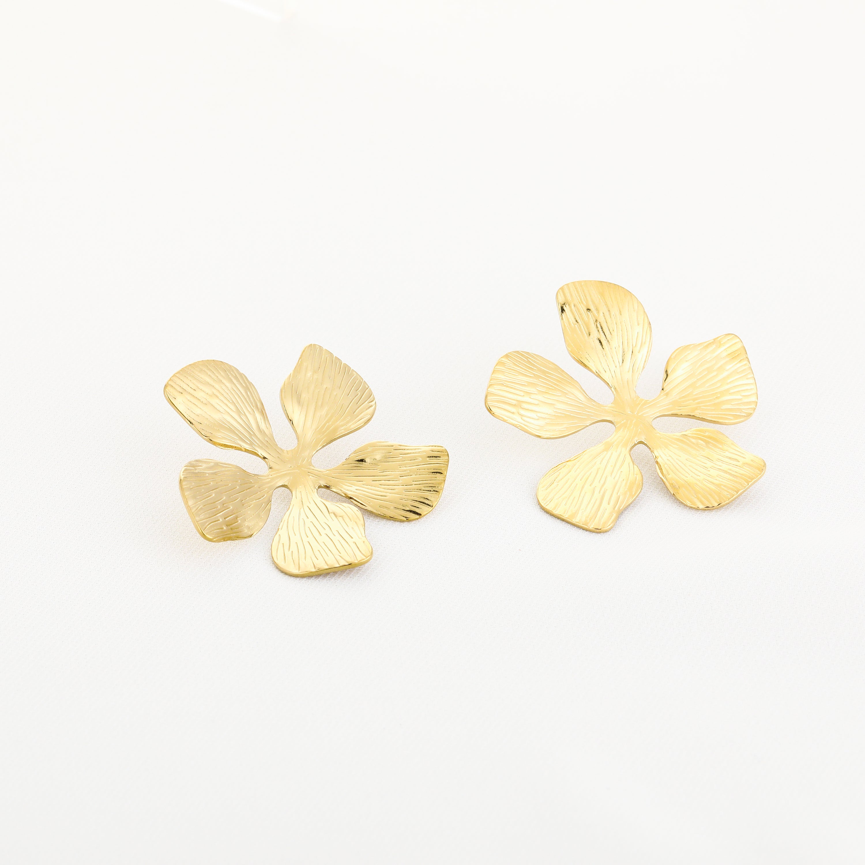 Golden Textured Petal Earrings