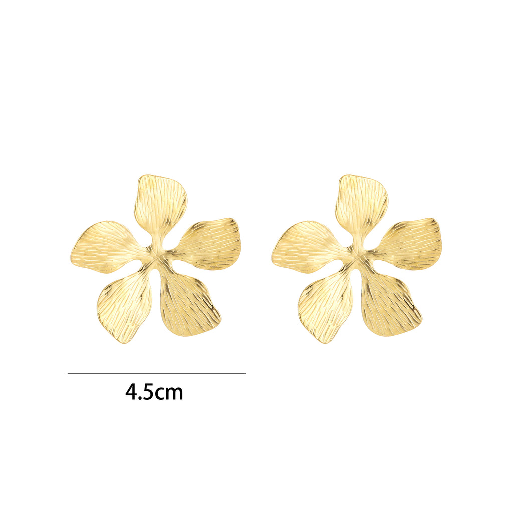 Golden Textured Petal Earrings
