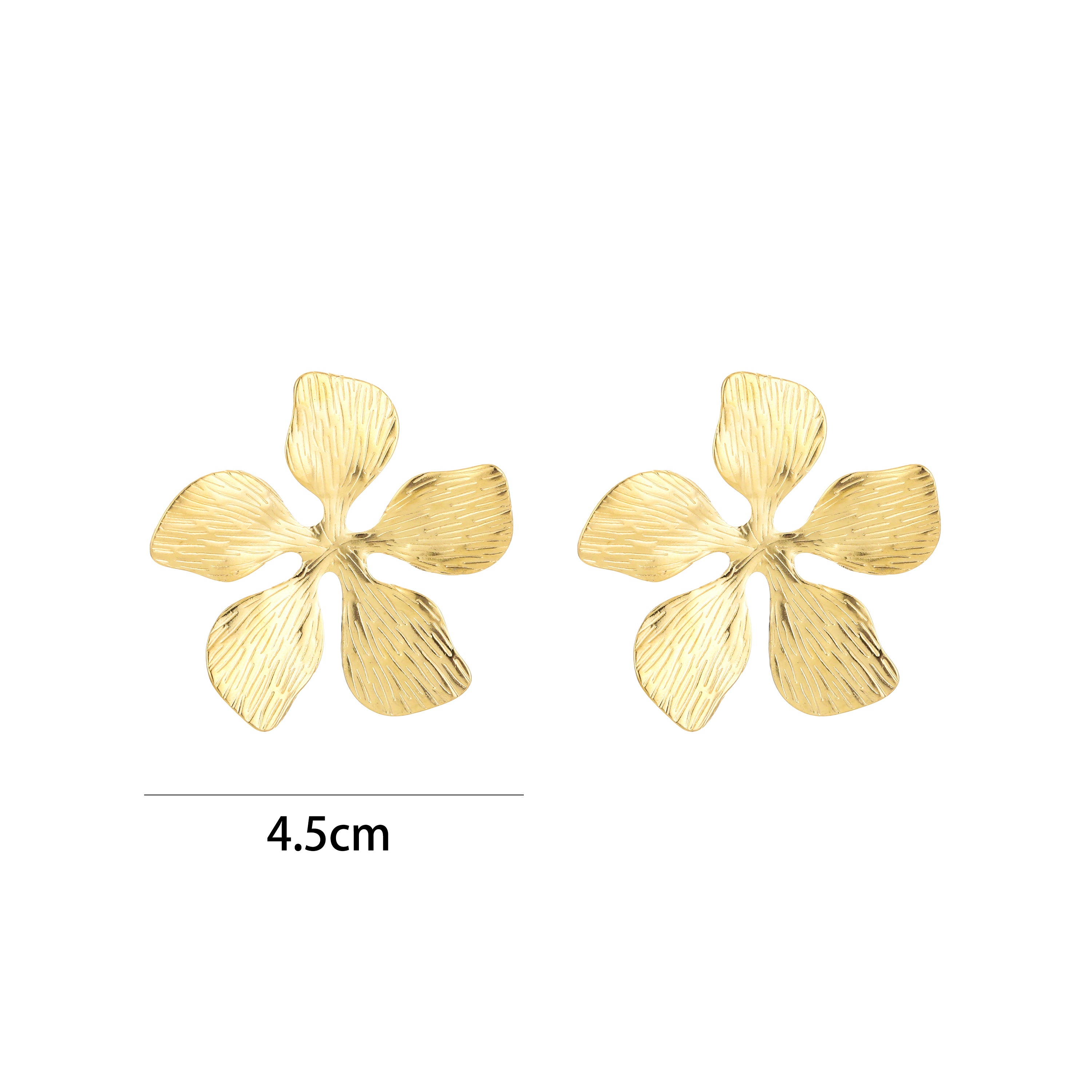 Golden Textured Petal Earrings