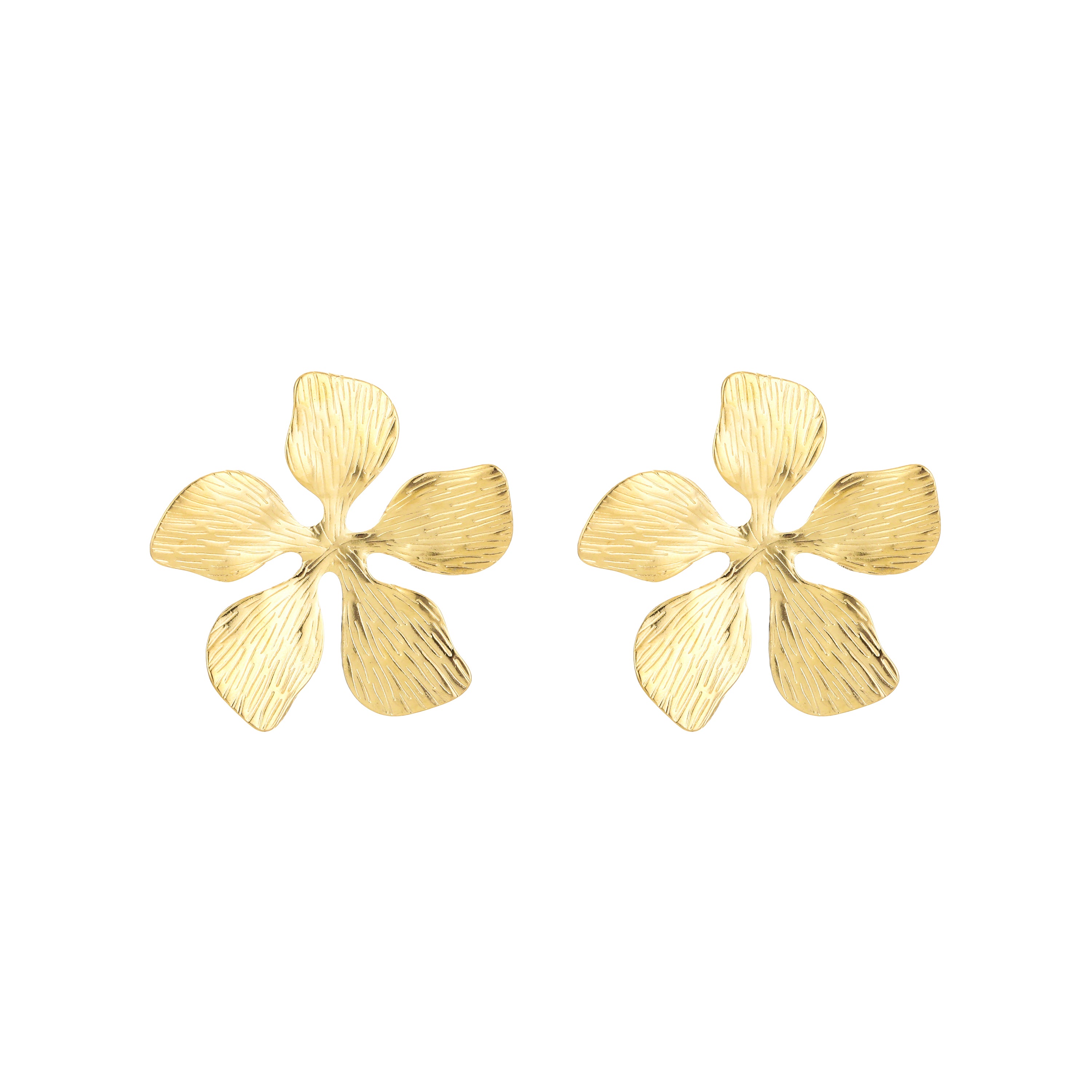 Golden Textured Petal Earrings