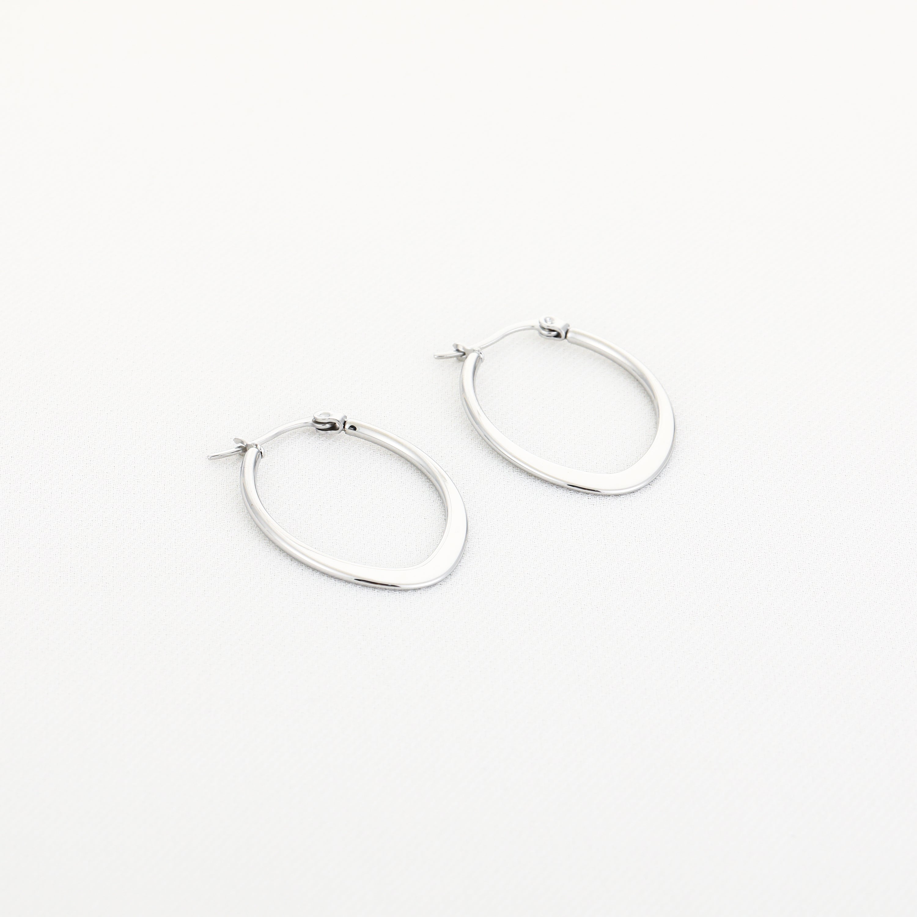 Oval Hoop Earrings Silver