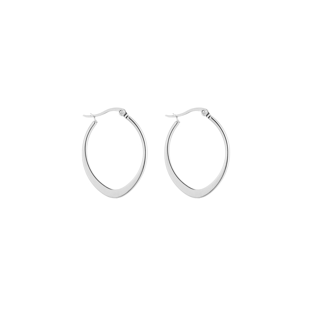 Oval Hoop Earrings Silver