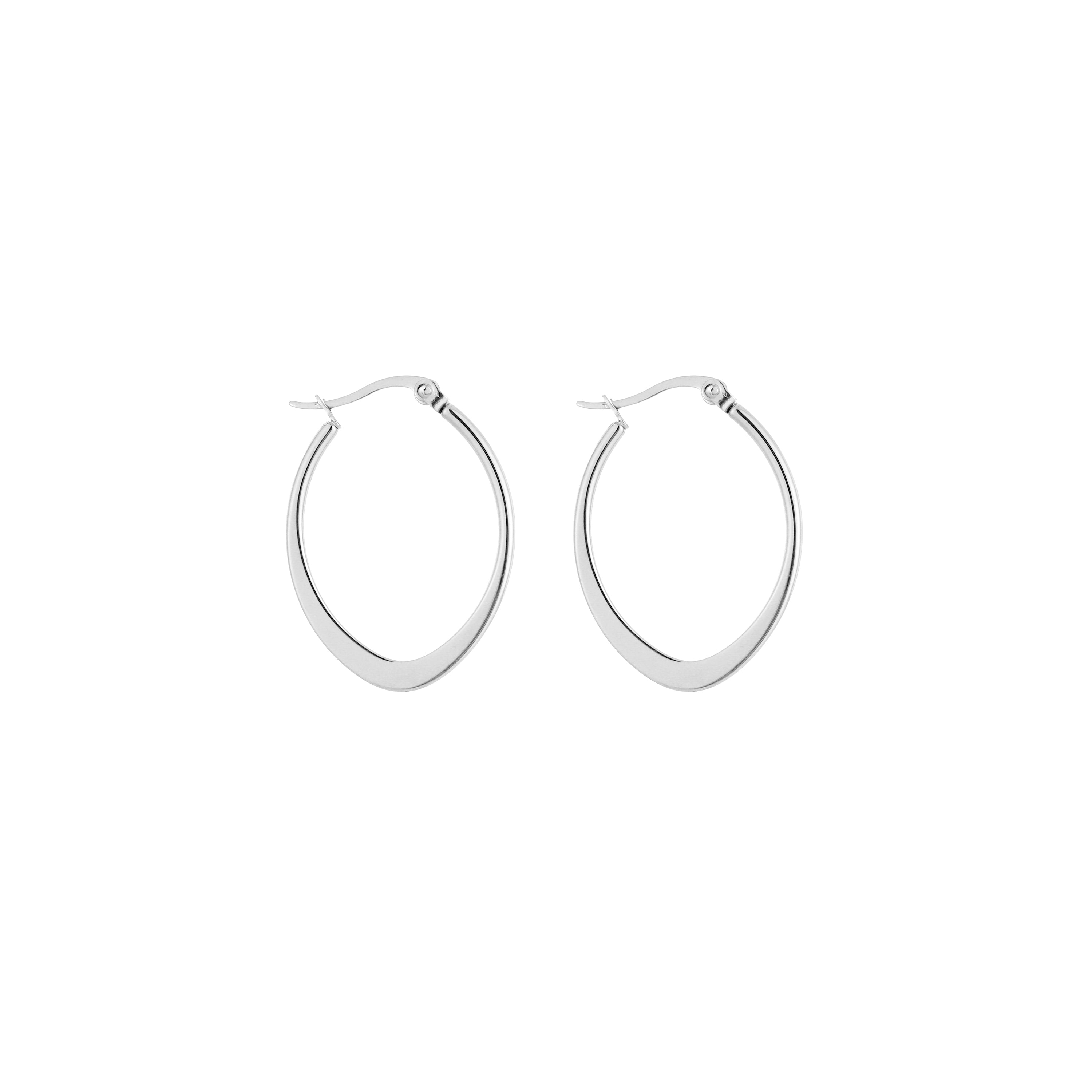 Oval Hoop Earrings Silver