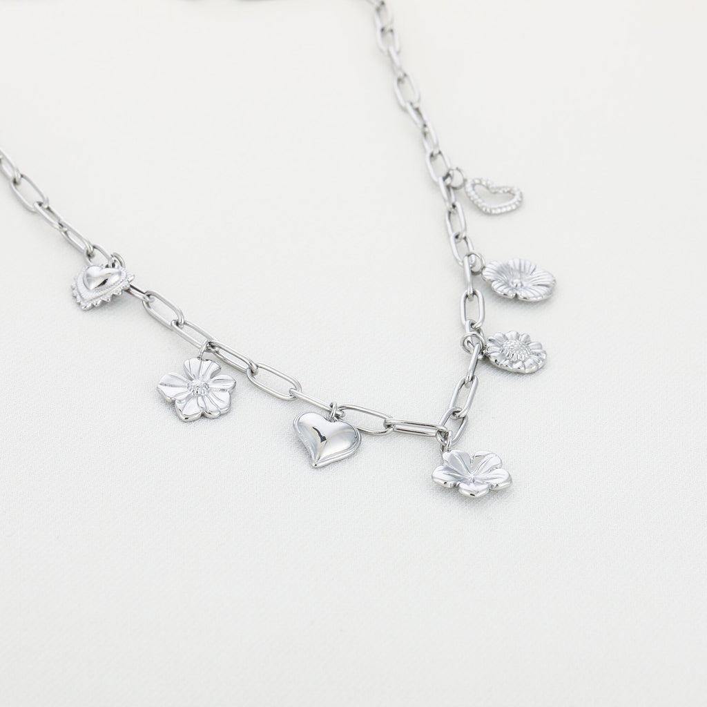 Charm Chain Necklace Silver