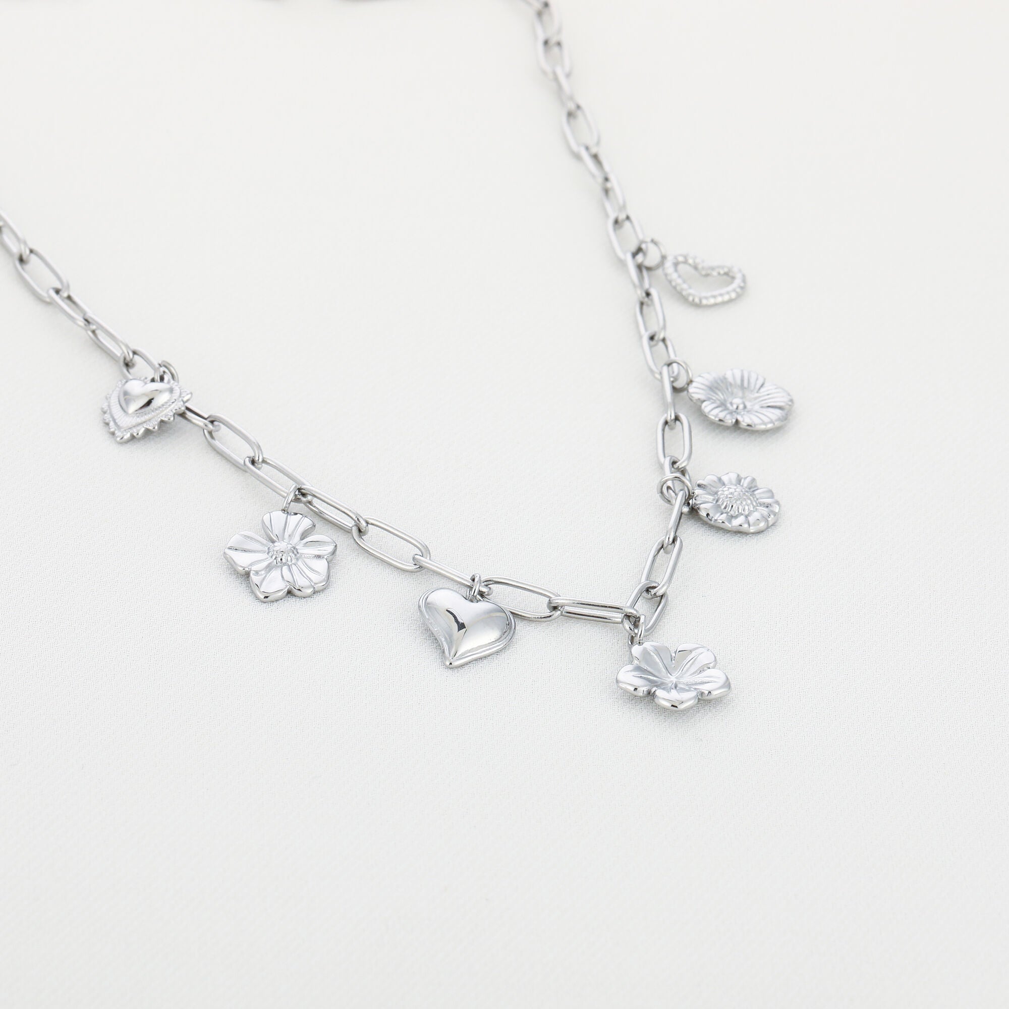 Charm Chain Necklace Silver