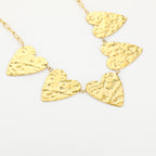 Hammered Hearts Necklace Gold