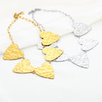 Hammered Hearts Necklace Gold