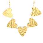 Hammered Hearts Necklace Gold